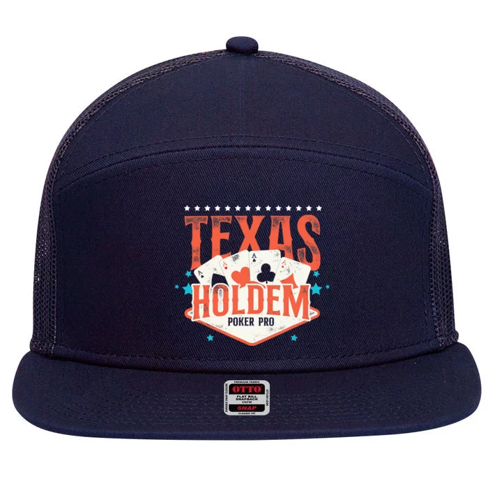 Poker Vintage Texas Holdem Poker Pro 7 Panel Mesh Trucker Snapback Hat