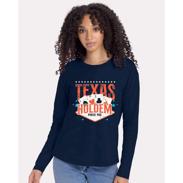 Poker Vintage Texas Holdem Poker Pro Womens Cotton Relaxed Long Sleeve T-Shirt