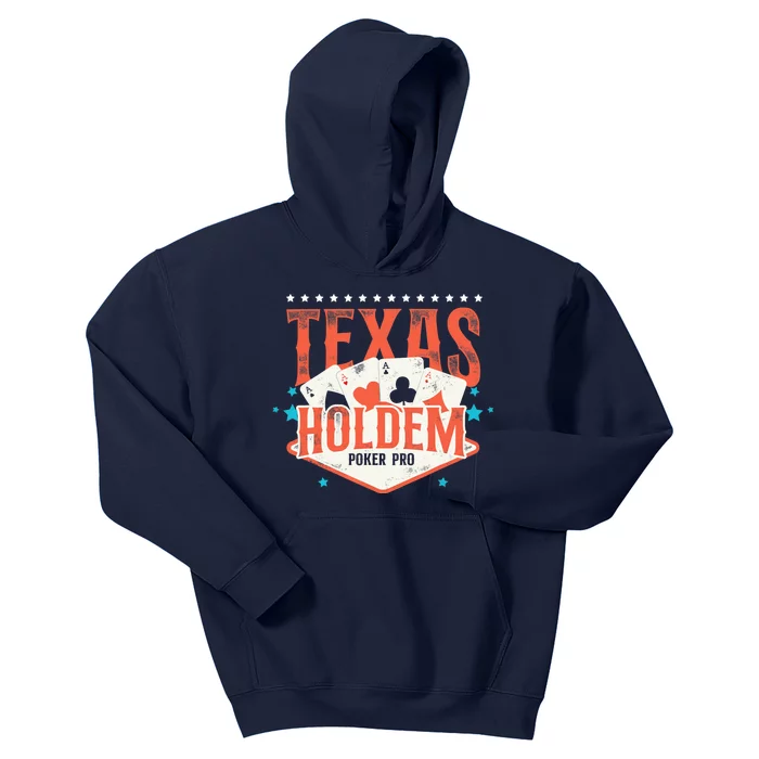 Poker Vintage Texas Holdem Poker Pro Kids Hoodie