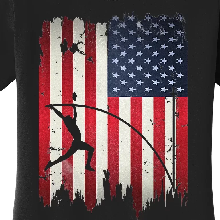 Pole Vault USA American Flag 4th of July Jump Sports Gift Women's T-Shirt