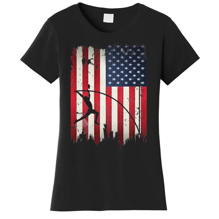 Pole Vault USA American Flag 4th of July Jump Sports Gift Women's T-Shirt