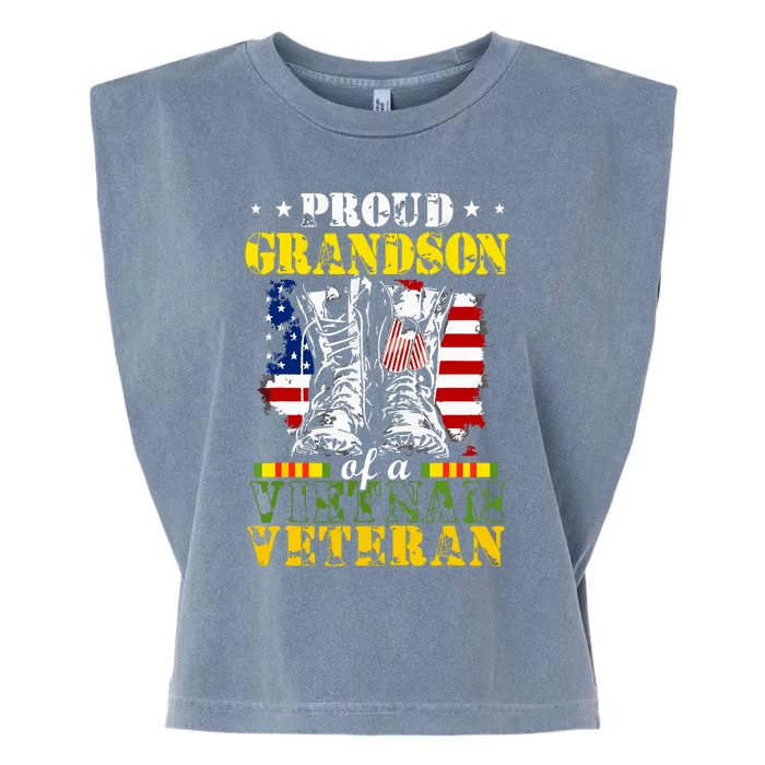 Proud Vietnam Veteran Grandson Raised By My Hero Garment-Dyed Women's Muscle Tee