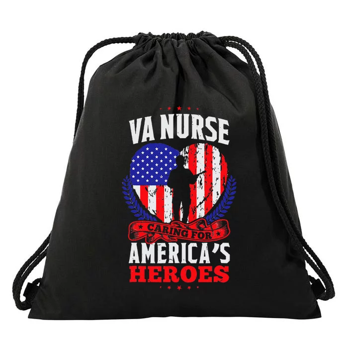 Patriotic Veterans VA Nurse Caring For Americas Heroes Drawstring Bag