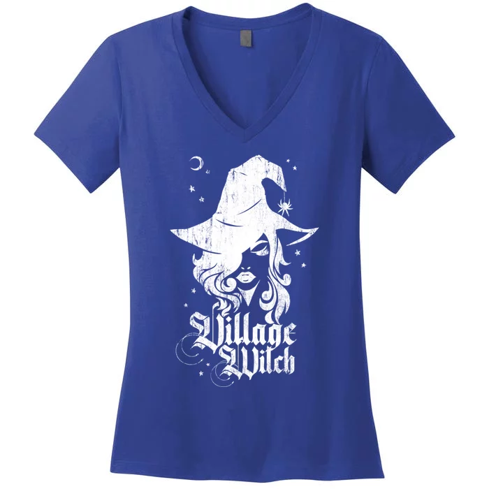 Pagan Vintage Village Witch Cool Gift Women's V-Neck T-Shirt