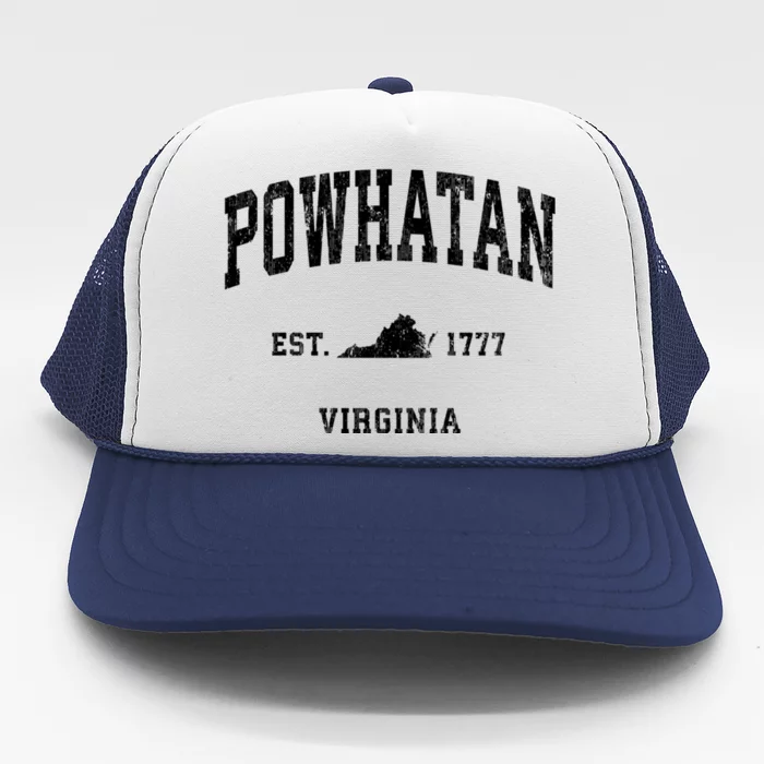 Powhatan Virginia Va Vintage Athletic Sports Trucker Hat