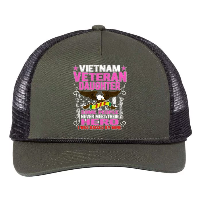 Proud Vietnam Veteran Daughter Gift Cool Gift I Was Raised By Mine Gift Retro Rope Trucker Hat Cap