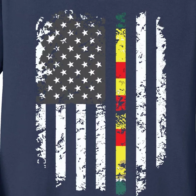 Proud Vietnam Veteran Us Flag Ribbon Father Gift Kids Long Sleeve Shirt