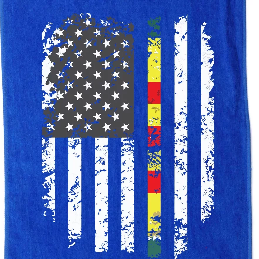 Proud Vietnam Veteran Us Flag Ribbon Father Gift Platinum Collection Golf Towel