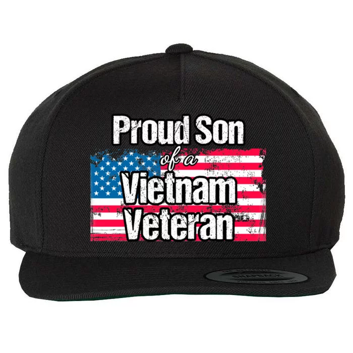 Proud Vietnam Veteran Son Cute Gift Vintage American Flag Meaningful Gift Wool Snapback Cap