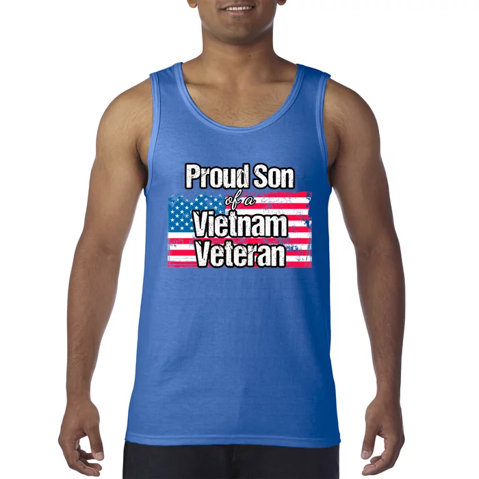 Proud Vietnam Veteran Son Cute Gift Vintage American Flag Meaningful Gift Tank Top