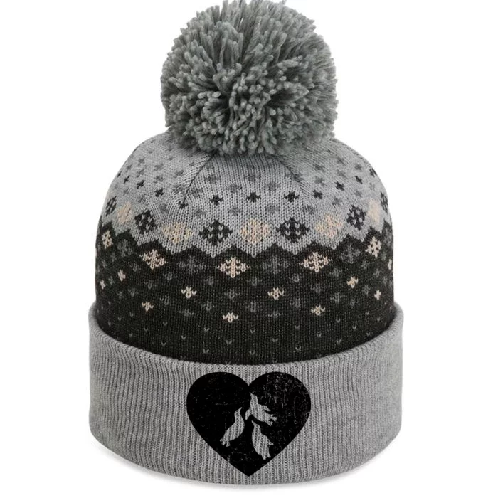 Penguin Vintage White Heart Animal Lover Valentines Day Gift The Baniff Cuffed Pom Beanie