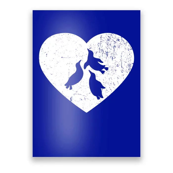 Penguin Vintage White Heart Animal Lover Valentines Day Gift Poster