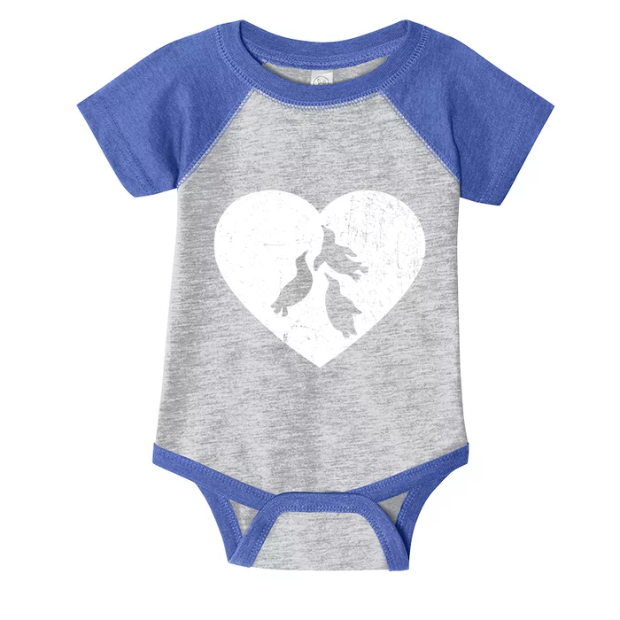 Penguin Vintage White Heart Animal Lover Valentines Day Gift Infant Baby Jersey Bodysuit