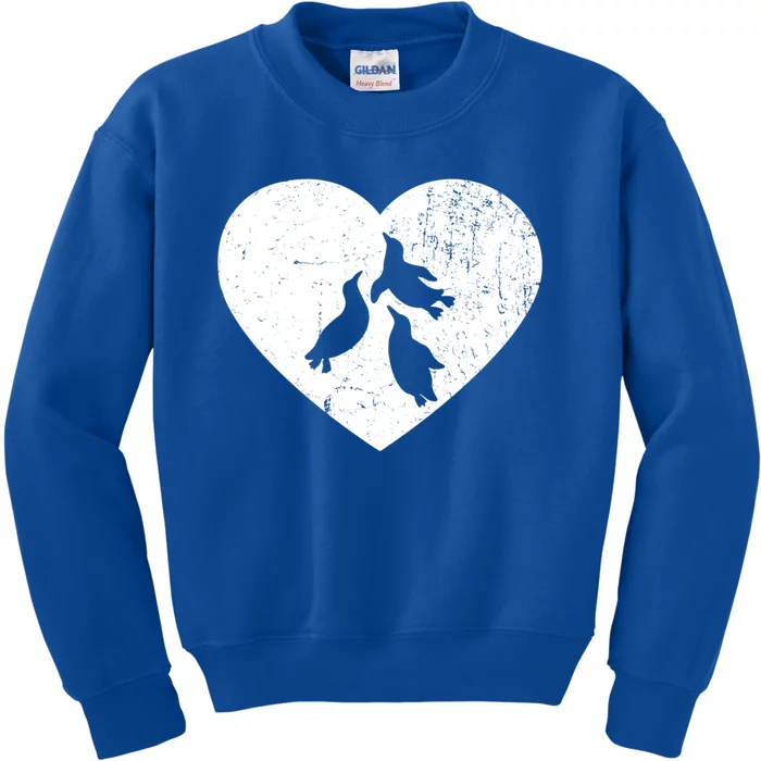 Penguin Vintage White Heart Animal Lover Valentines Day Gift Kids Sweatshirt