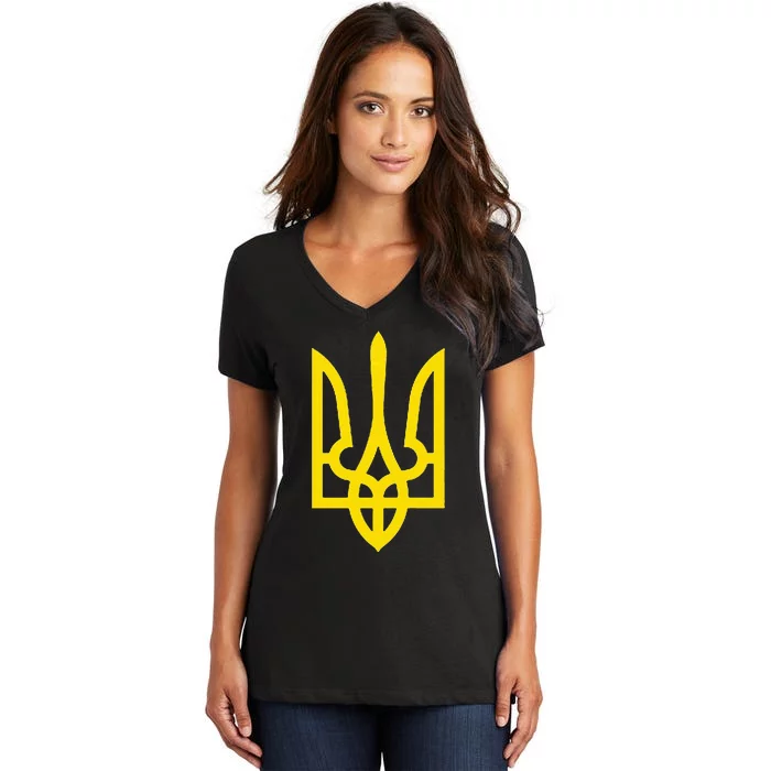 President Volodymyr Zelensky Ukraine Tryzub Trident Pride Women's V-Neck T-Shirt