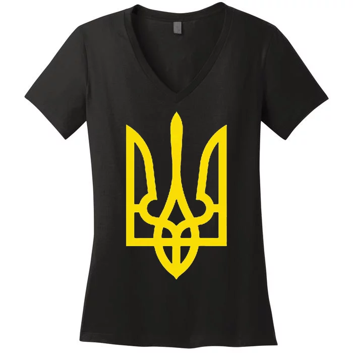 President Volodymyr Zelensky Ukraine Tryzub Trident Pride Women's V-Neck T-Shirt