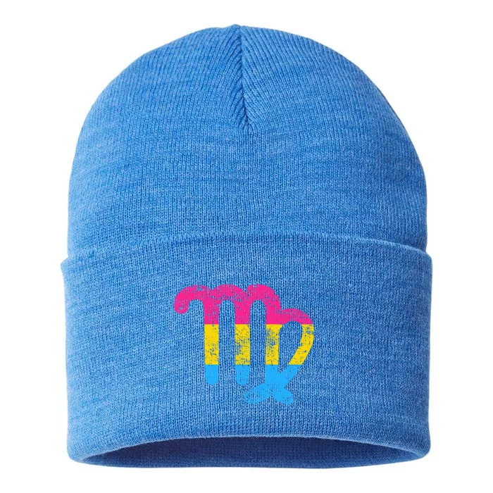 Pansexual Virgo Zodiac Sign Vintage Pansexual Pride Flag Gift Sustainable Knit Beanie