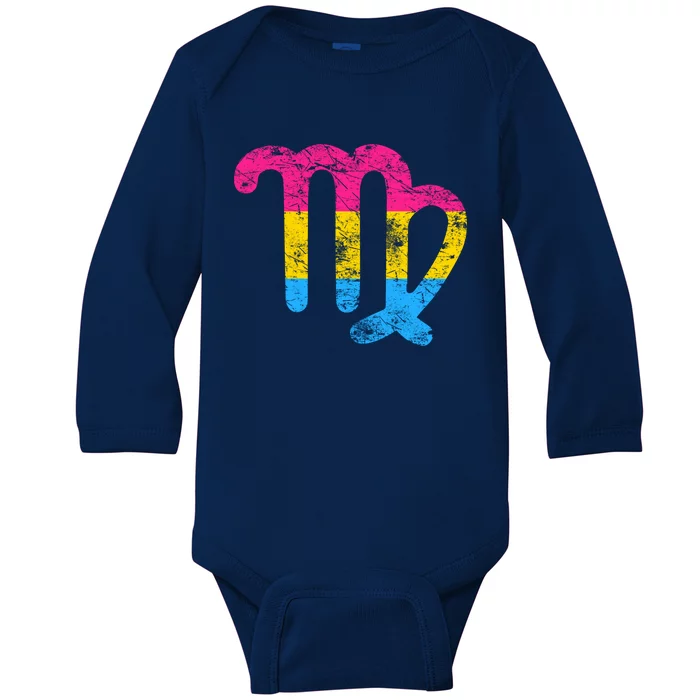 Pansexual Virgo Zodiac Sign Vintage Pansexual Pride Flag Gift Baby Long Sleeve Bodysuit