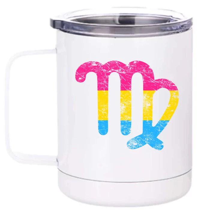 Pansexual Virgo Zodiac Sign Vintage Pansexual Pride Flag Meaningful Gift Front & Back 12oz Stainless Steel Tumbler Cup