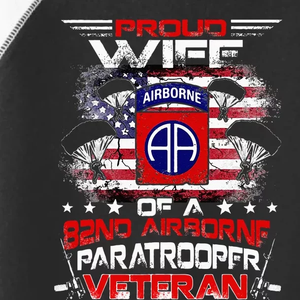 Proud Wife 82nd Airborne Paratrooper Veteran Flag Toddler Fine Jersey T-Shirt