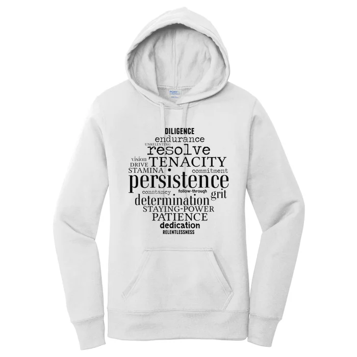 Persistence Word Art Goals Strong  Achievers Women's Pullover Hoodie