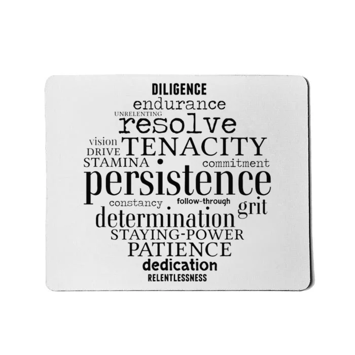 Persistence Word Art Goals Strong  Achievers Mousepad