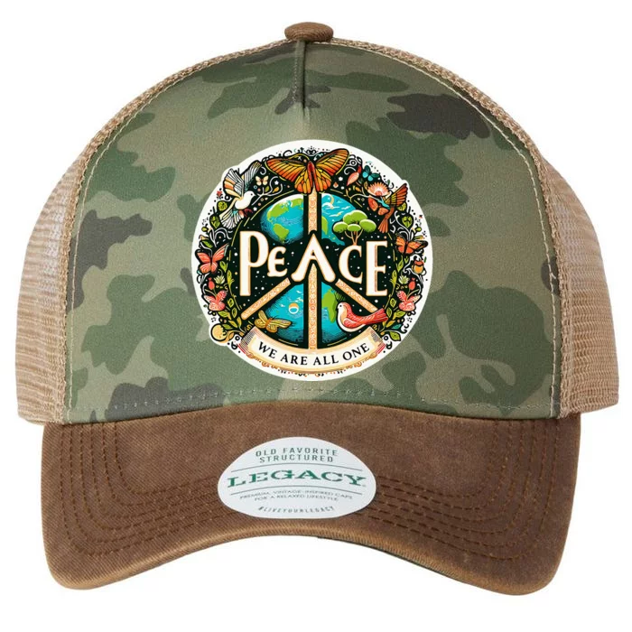 Peace We Are All One Legacy Tie Dye Trucker Hat