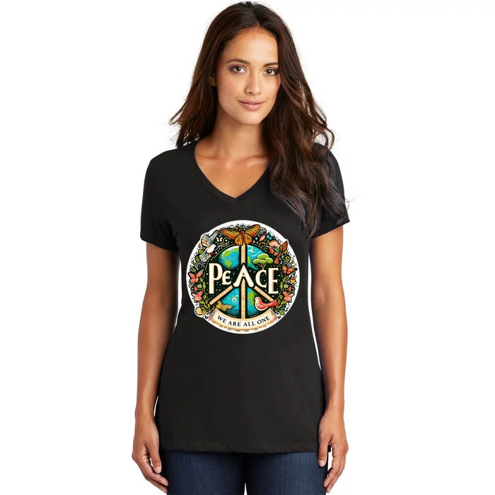 Peace We Are All One Women's V-Neck T-Shirt