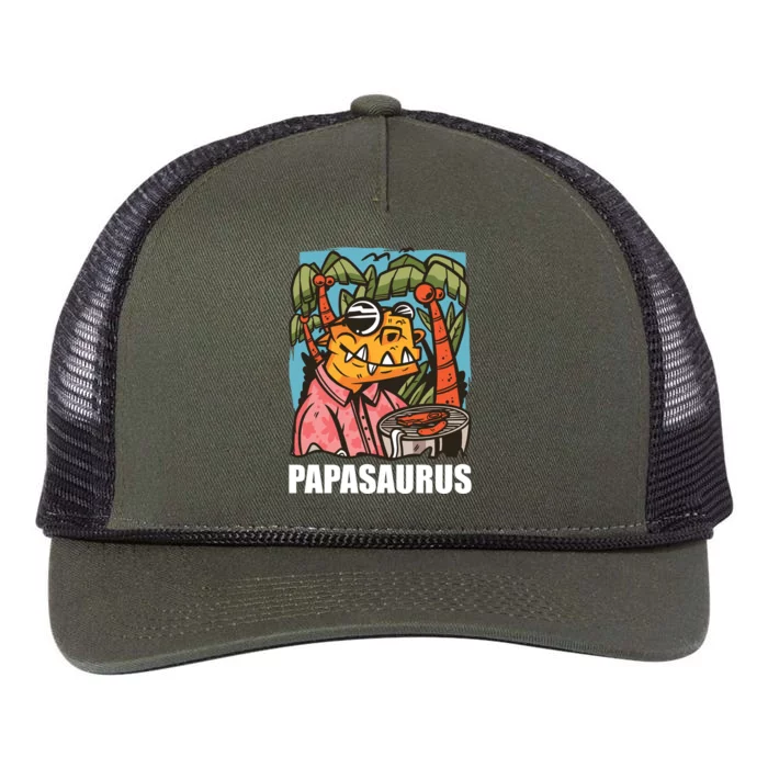 Papasaurus With A Dinosaur For Father's Day Cute Gift Retro Rope Trucker Hat Cap