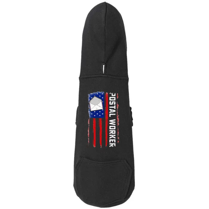 Postal Worker American Flag Patriotic Postman Rural Carrier Doggie 3-End Fleece Hoodie