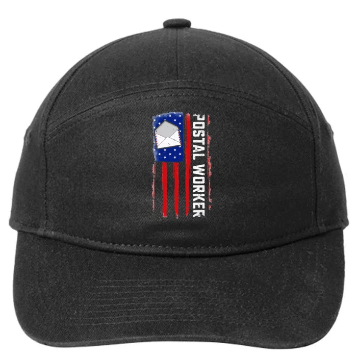 Postal Worker American Flag Patriotic Postman Rural Carrier 7-Panel Snapback Hat