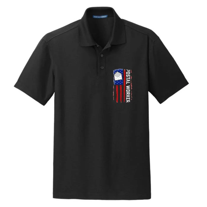 Postal Worker American Flag Patriotic Postman Rural Carrier Dry Zone Grid Performance Polo