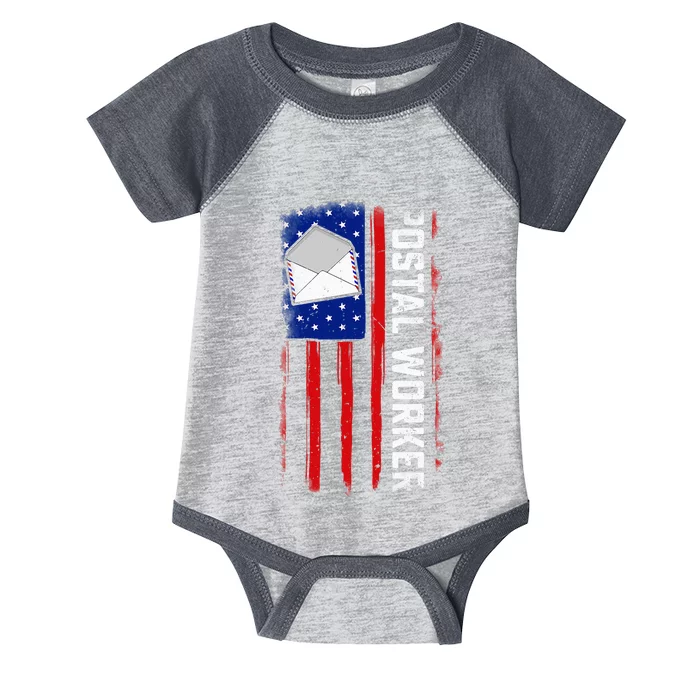 Postal Worker American Flag Patriotic Postman Rural Carrier Infant Baby Jersey Bodysuit