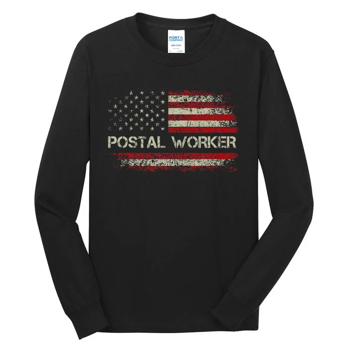 Postal Worker American Flag Us Postal Service Tall Long Sleeve T-Shirt