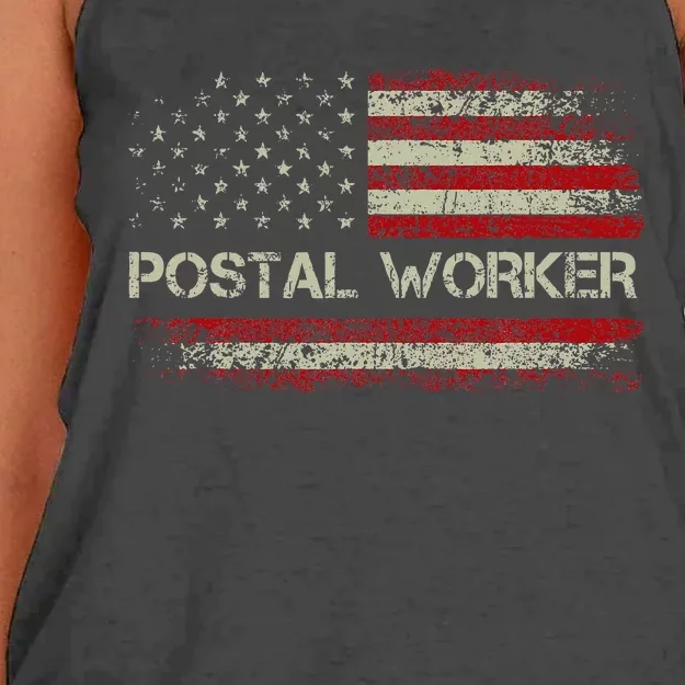 Postal Worker American Flag Us Postal Service Women's Knotted Racerback Tank