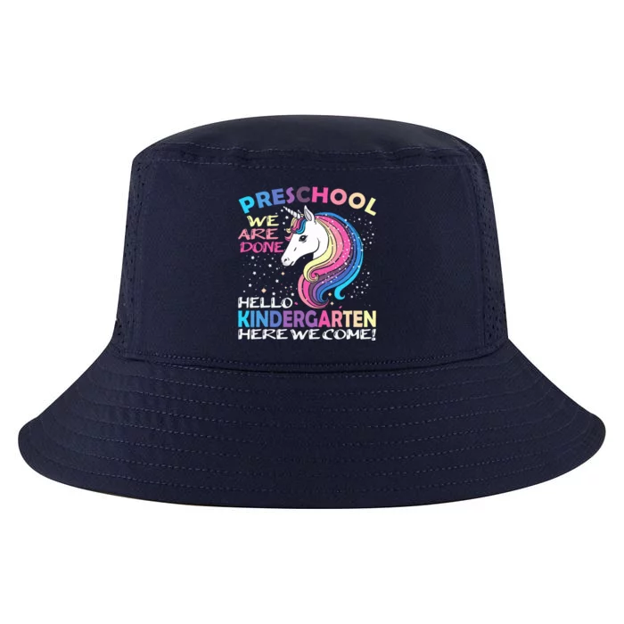 PreK We Are Done Kindergarten Here We Come Unicorn Kids Cool Comfort Performance Bucket Hat