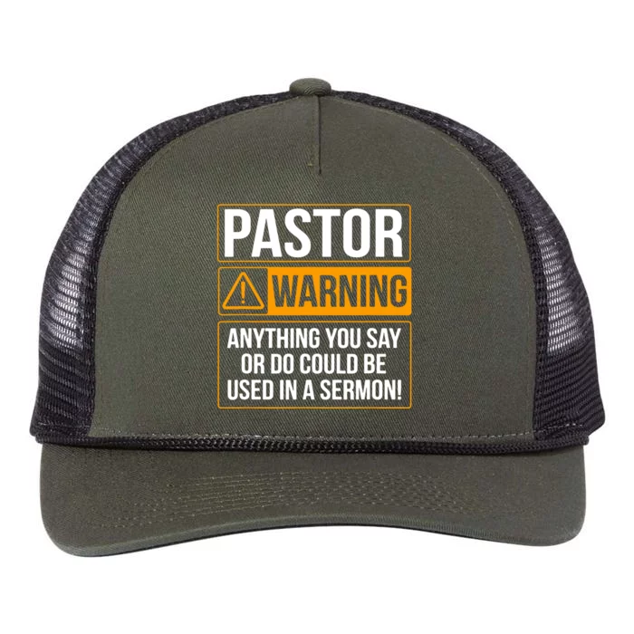 Pastor Warning Anything You Say Could Be Used In A Sermon Retro Rope Trucker Hat Cap