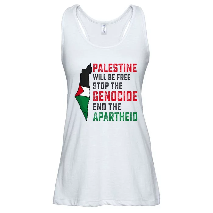 Palestine Will Be Free Stop The Genocide End The Apartheid Ladies Essential Flowy Tank