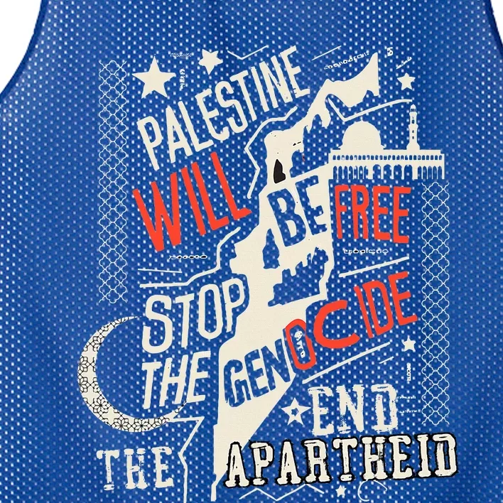 Palestine Will Be Free Stop The Genocide End The Apartheid Mesh Reversible Basketball Jersey Tank