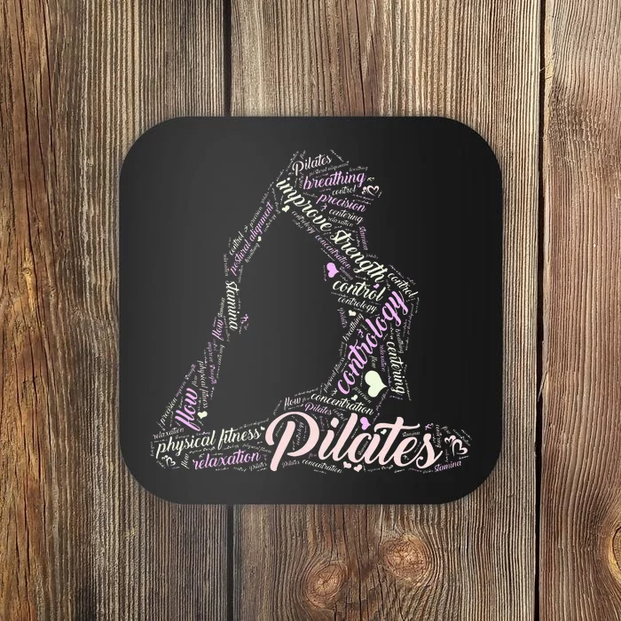 Pilates Wordcloud B Coaster