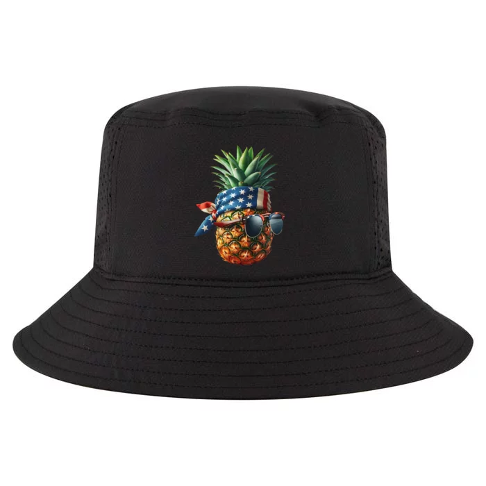 Pineapple With Bandana Sunglasses American Flag 4th Of July Cool Comfort Performance Bucket Hat