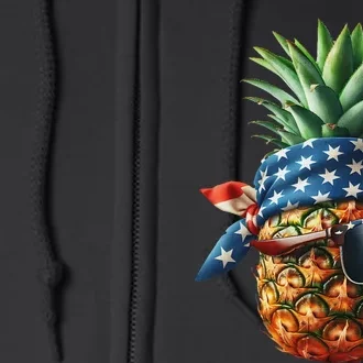 Pineapple With Bandana Sunglasses American Flag 4th Of July Full Zip Hoodie