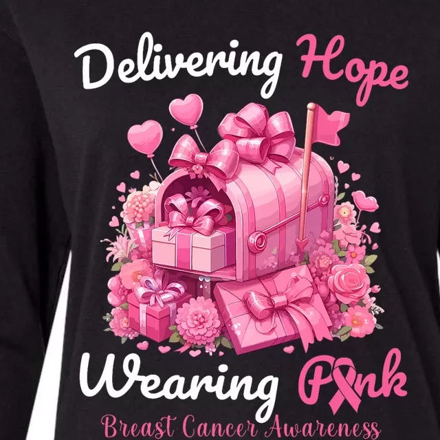 Postal Worker Breast Cancer Awareness October We Wear Womens Cotton Relaxed Long Sleeve T-Shirt