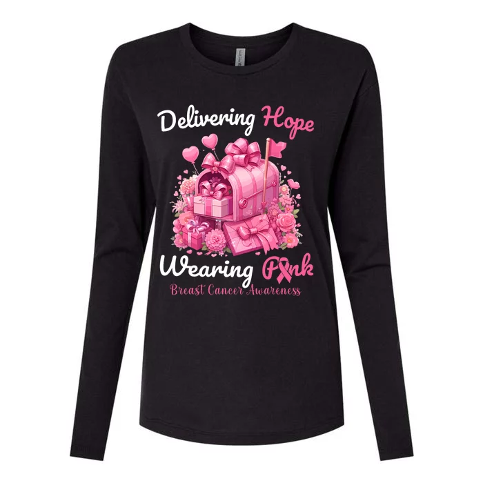 Postal Worker Breast Cancer Awareness October We Wear Womens Cotton Relaxed Long Sleeve T-Shirt