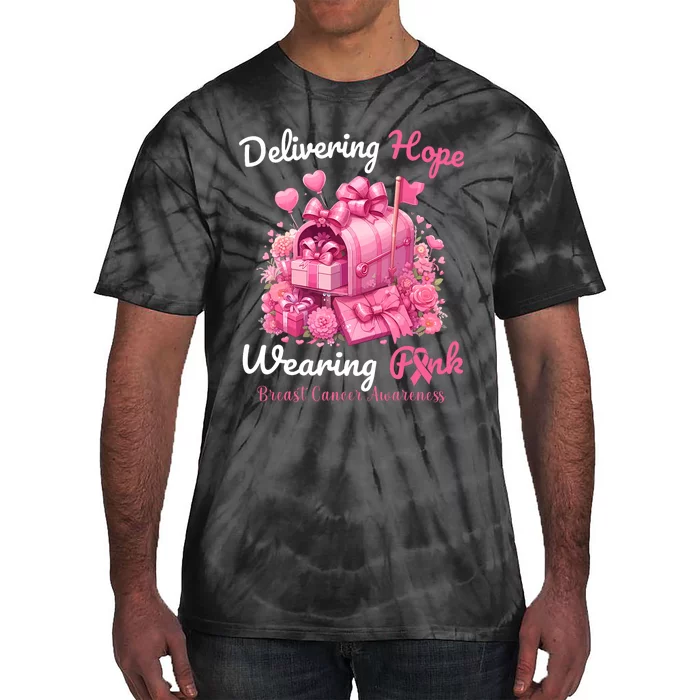 Postal Worker Breast Cancer Awareness October We Wear Tie-Dye T-Shirt