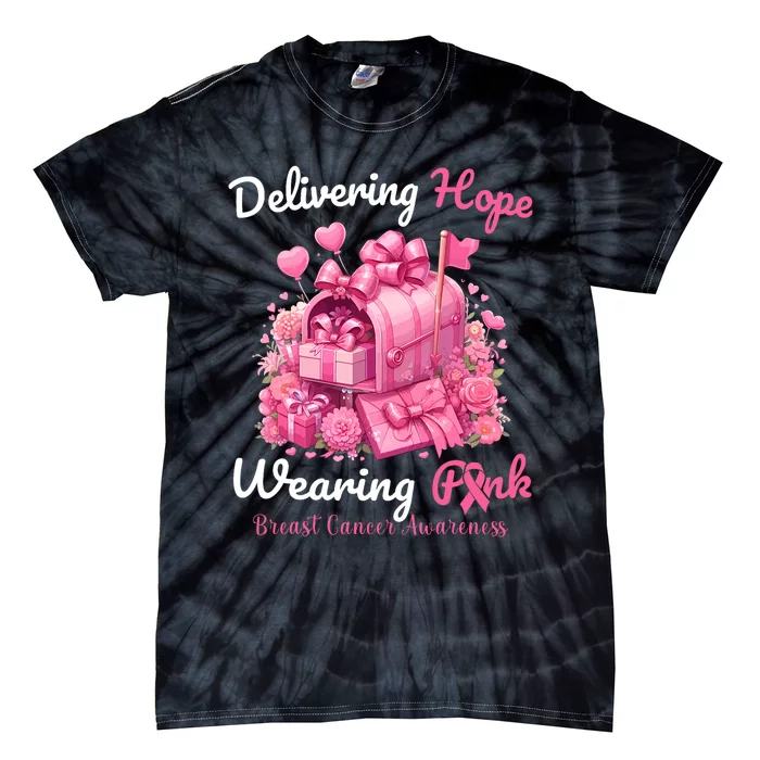 Postal Worker Breast Cancer Awareness October We Wear Tie-Dye T-Shirt