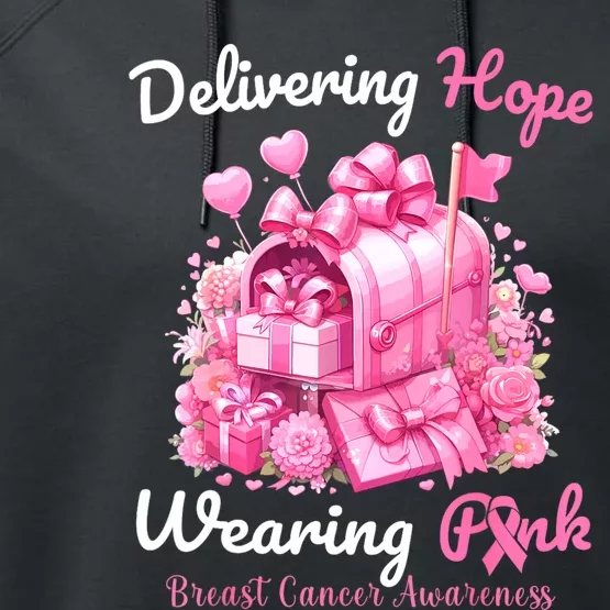 Postal Worker Breast Cancer Awareness October We Wear Performance Fleece Hoodie