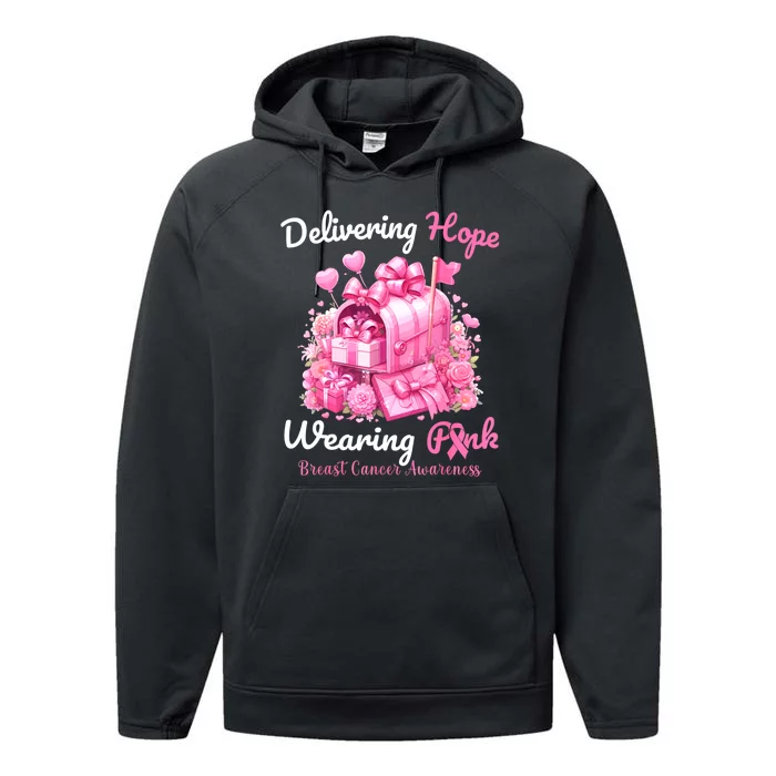 Postal Worker Breast Cancer Awareness October We Wear Performance Fleece Hoodie