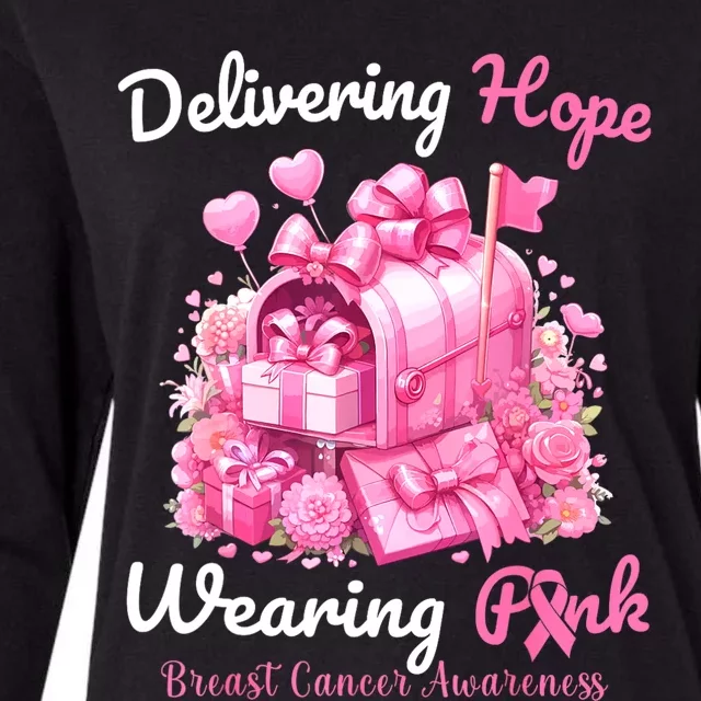 Postal Worker Breast Cancer Awareness October We Wear Womens Cotton Relaxed Long Sleeve T-Shirt