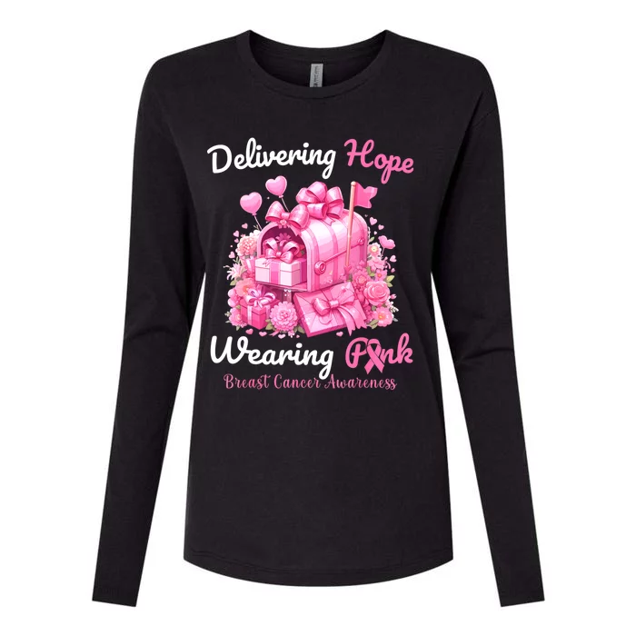 Postal Worker Breast Cancer Awareness October We Wear Womens Cotton Relaxed Long Sleeve T-Shirt